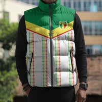 World Football 2026 Senegal Custom Sleeveless Puffer Jacket African Kente White Pattern - Wonder Print Shop