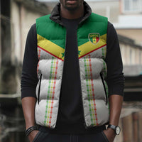 World Football 2026 Senegal Custom Sleeveless Puffer Jacket African Kente White Pattern - Wonder Print Shop