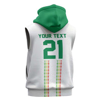 World Football 2026 Senegal Custom Sleeveless Zip Hoodie African Kente White Pattern - Wonder Print Shop