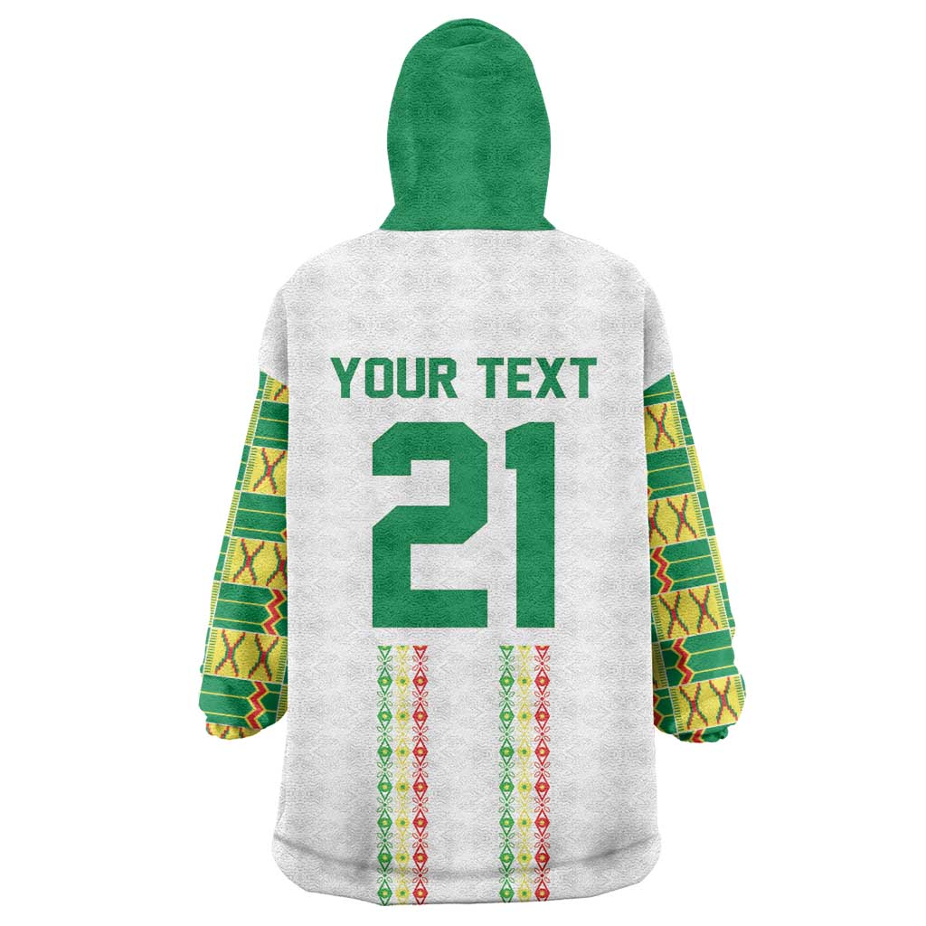 World Football 2026 Senegal Custom Wearable Blanket Hoodie African Kente White Pattern - Wonder Print Shop