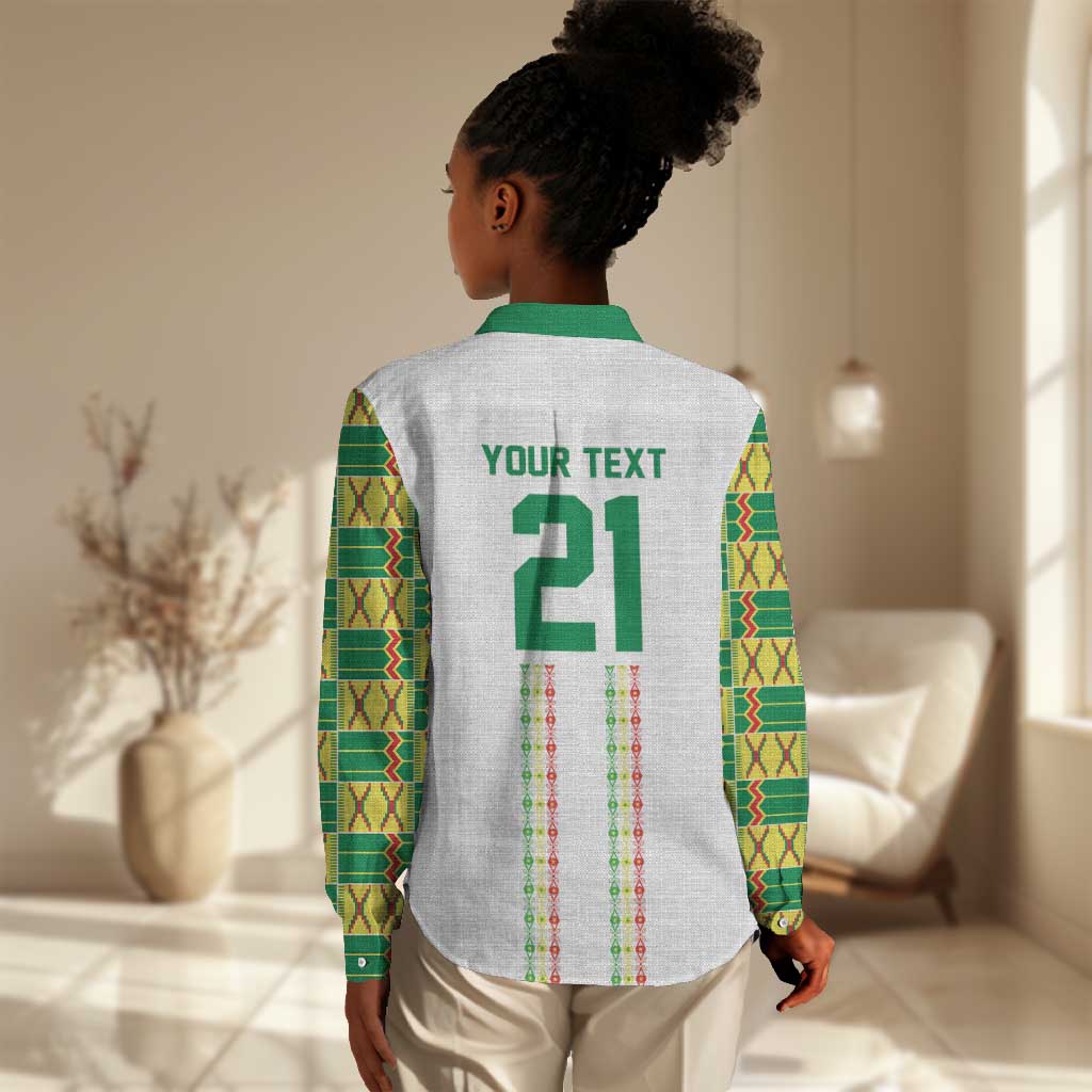 World Football 2026 Senegal Custom Women Casual Shirt African Kente White Pattern - Wonder Print Shop