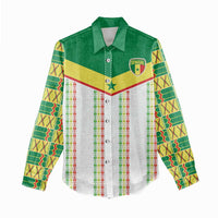 World Football 2026 Senegal Custom Women Casual Shirt African Kente White Pattern - Wonder Print Shop