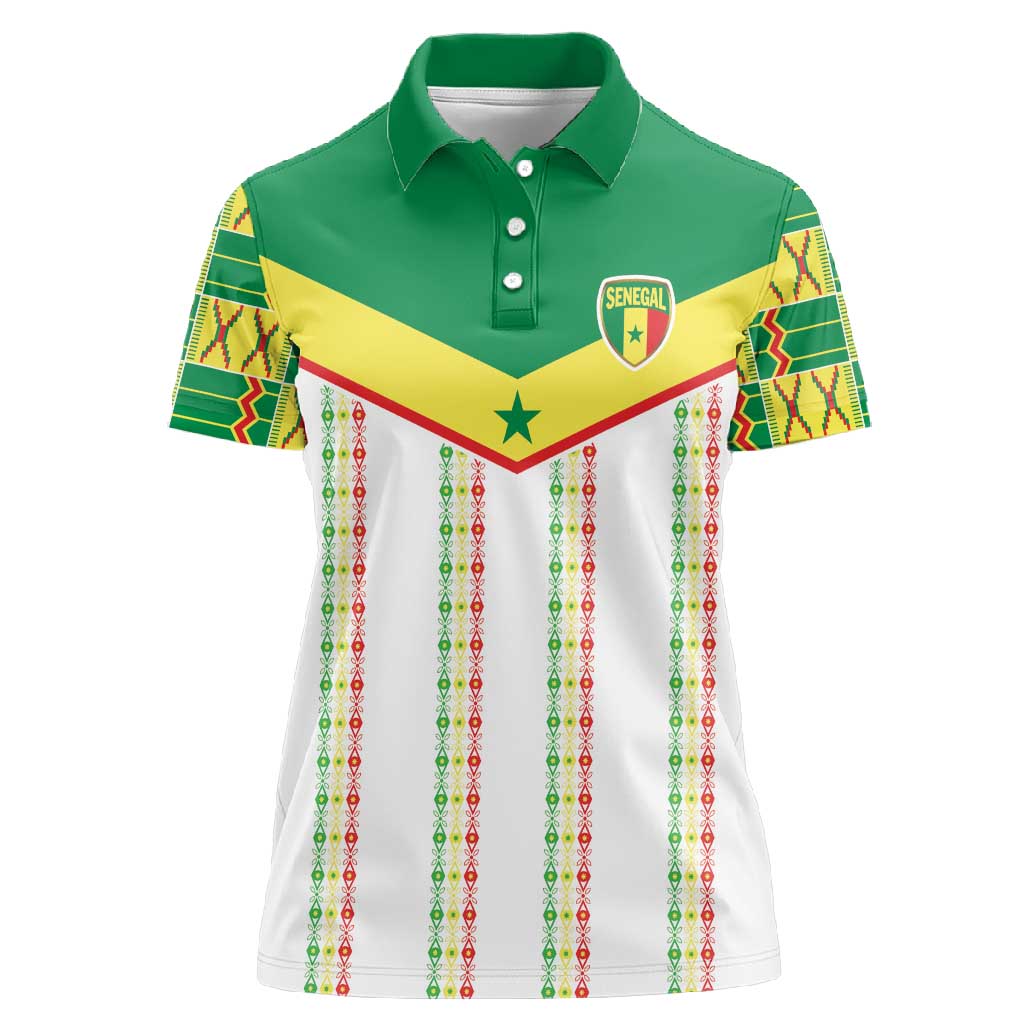 World Football 2026 Senegal Custom Women Polo Shirt African Kente White Pattern LT9