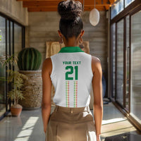World Football 2026 Senegal Custom Women Sleeveless Polo Shirt African Kente White Pattern - Wonder Print Shop