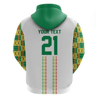 World Football 2026 Senegal Custom Zip Hoodie African Kente White Pattern - Wonder Print Shop