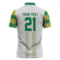 World Football 2026 Senegal Custom Zipper Polo Shirt African Kente White Pattern - Wonder Print Shop