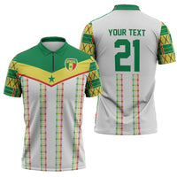 World Football 2026 Senegal Custom Zipper Polo Shirt African Kente White Pattern - Wonder Print Shop