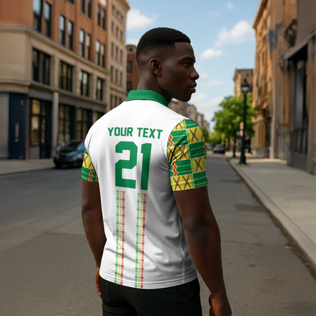 World Football 2026 Senegal Custom Zipper Polo Shirt African Kente White Pattern - Wonder Print Shop