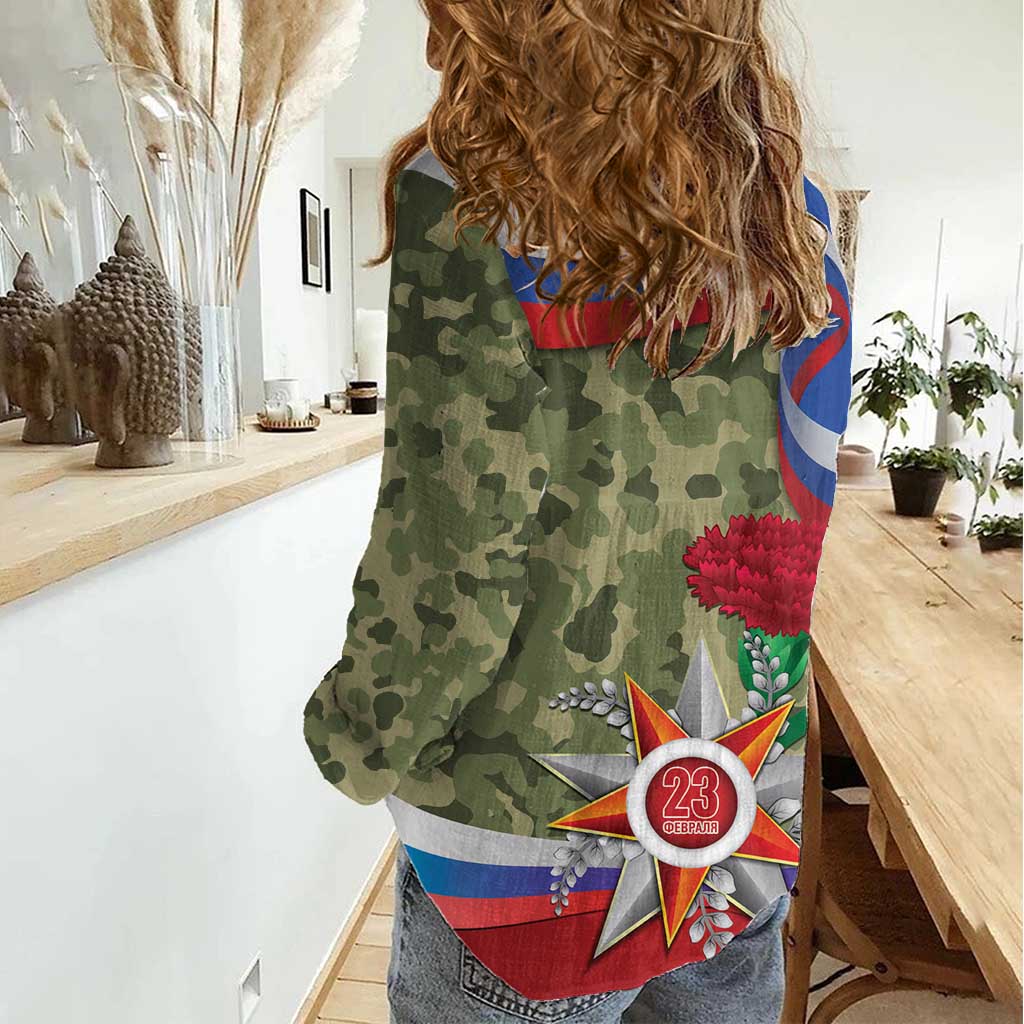 Russia Defender of The Fatherland Day Women Casual Shirt - Wonder Print Shop