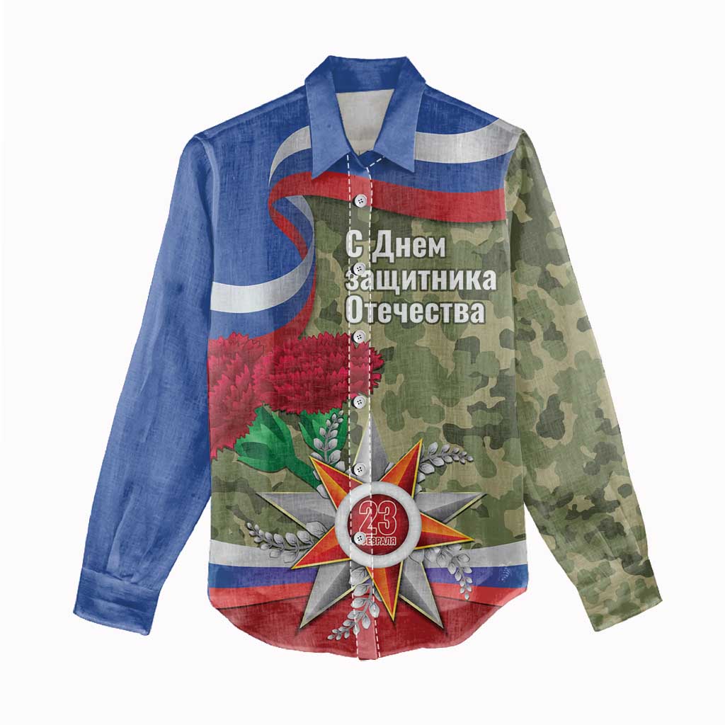 Russia Defender of The Fatherland Day Women Casual Shirt - Wonder Print Shop