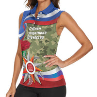 Russia Defender of The Fatherland Day Women Sleeveless Polo Shirt - Wonder Print Shop