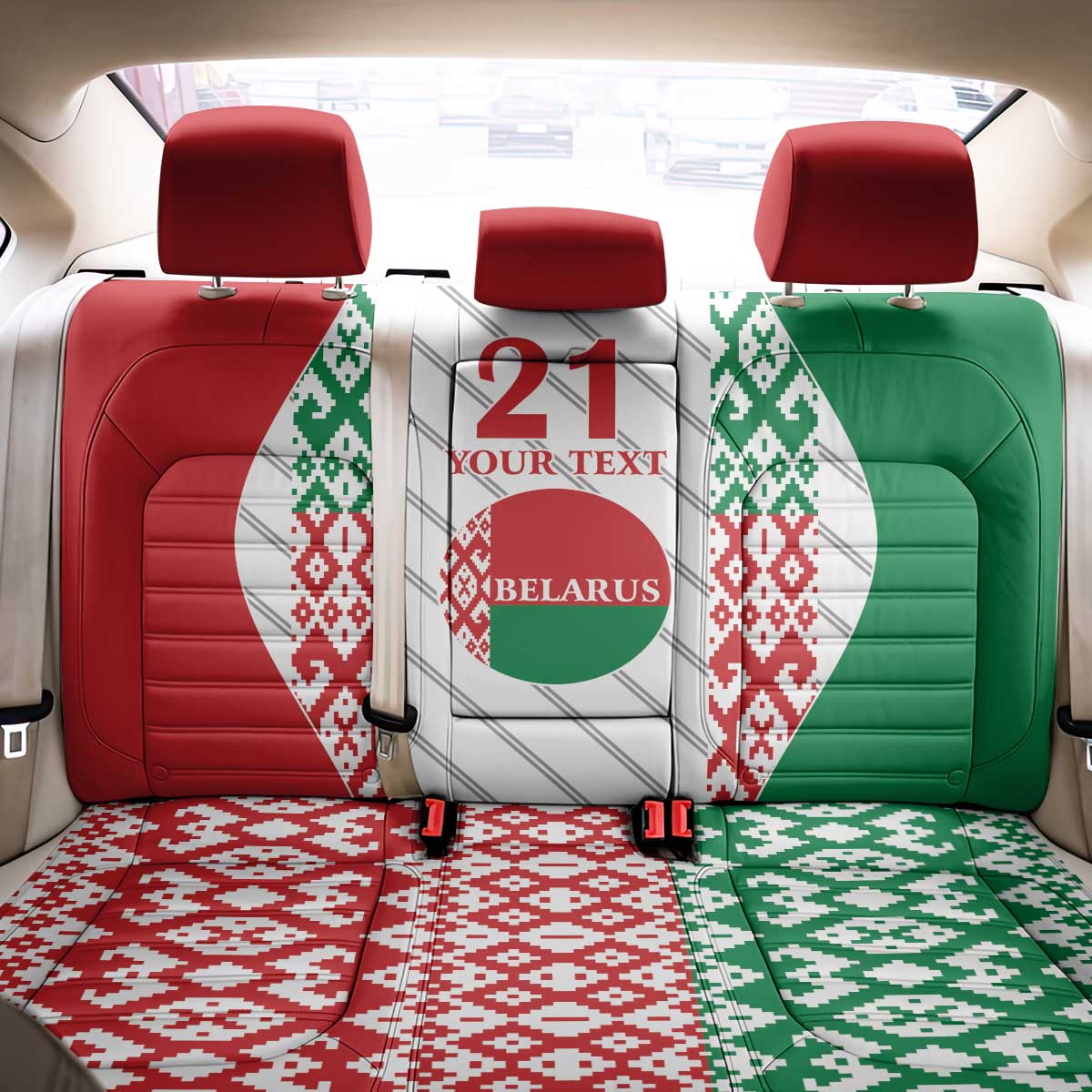 Belarus Football Custom Back Car Seat Cover Rushnyk Pattern