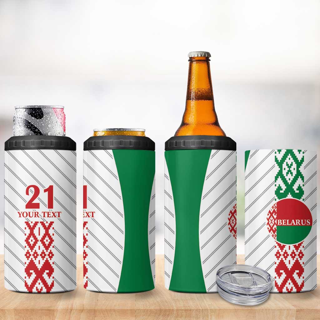 Belarus Football Custom 4 in 1 Can Cooler Tumbler Rushnyk Pattern