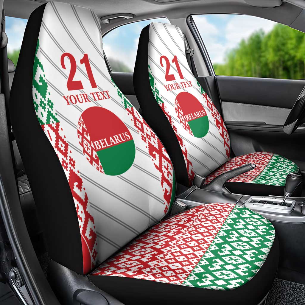 Belarus Football Custom Car Seat Cover Rushnyk Pattern