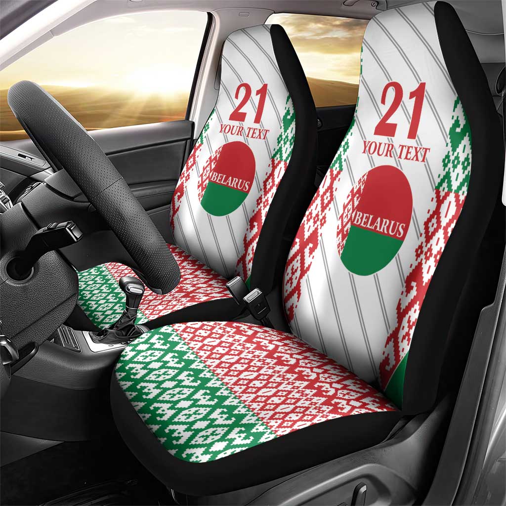 Belarus Football Custom Car Seat Cover Rushnyk Pattern