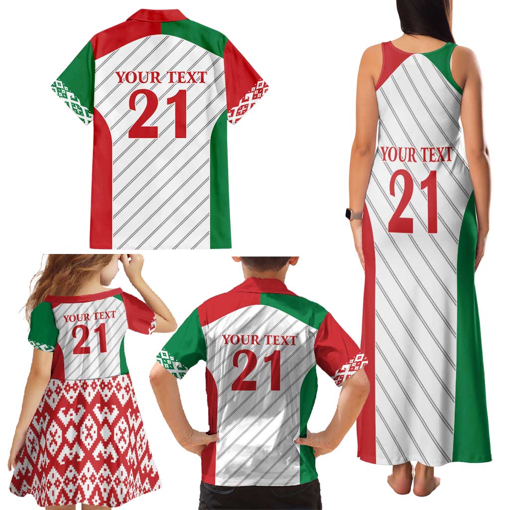 Belarus Football Custom Family Matching Tank Maxi Dress and Hawaiian Shirt Rushnyk Pattern