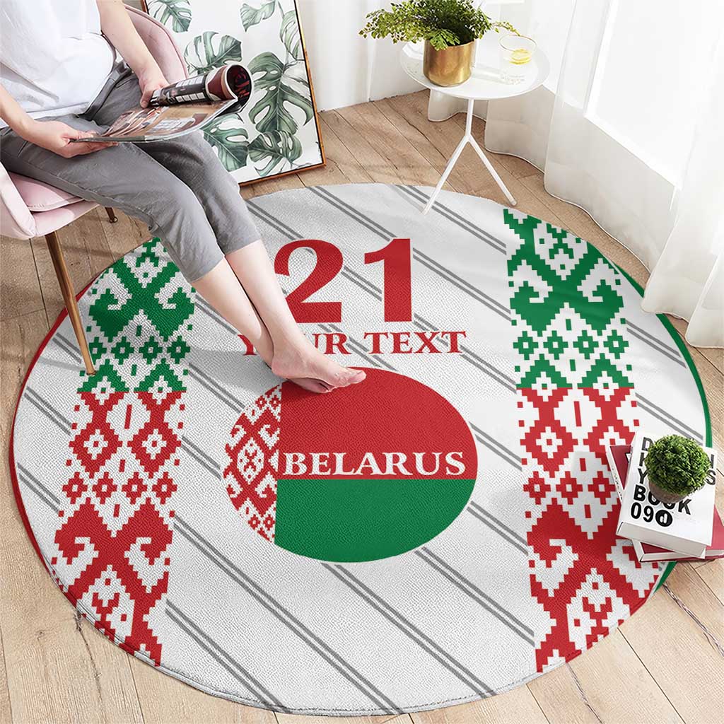 Belarus Football Custom Round Carpet Rushnyk Pattern