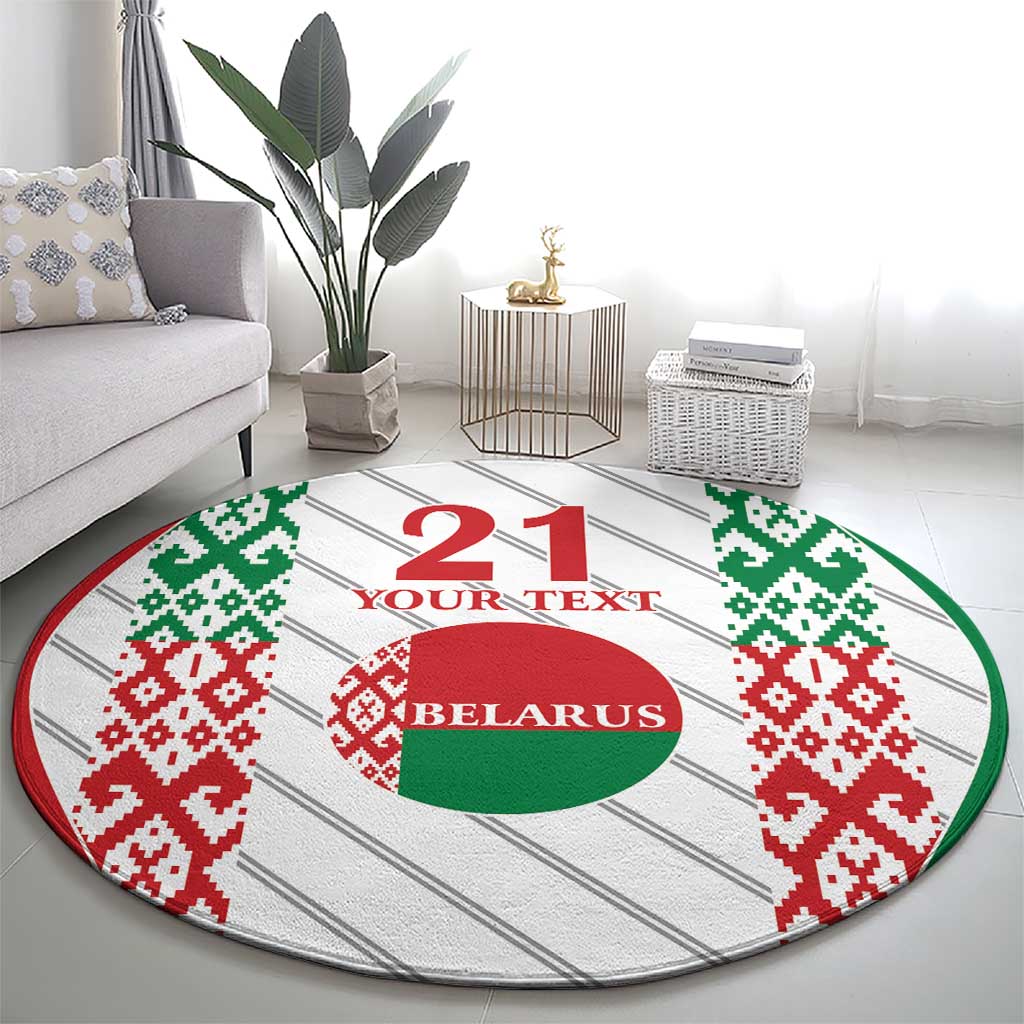 Belarus Football Custom Round Carpet Rushnyk Pattern