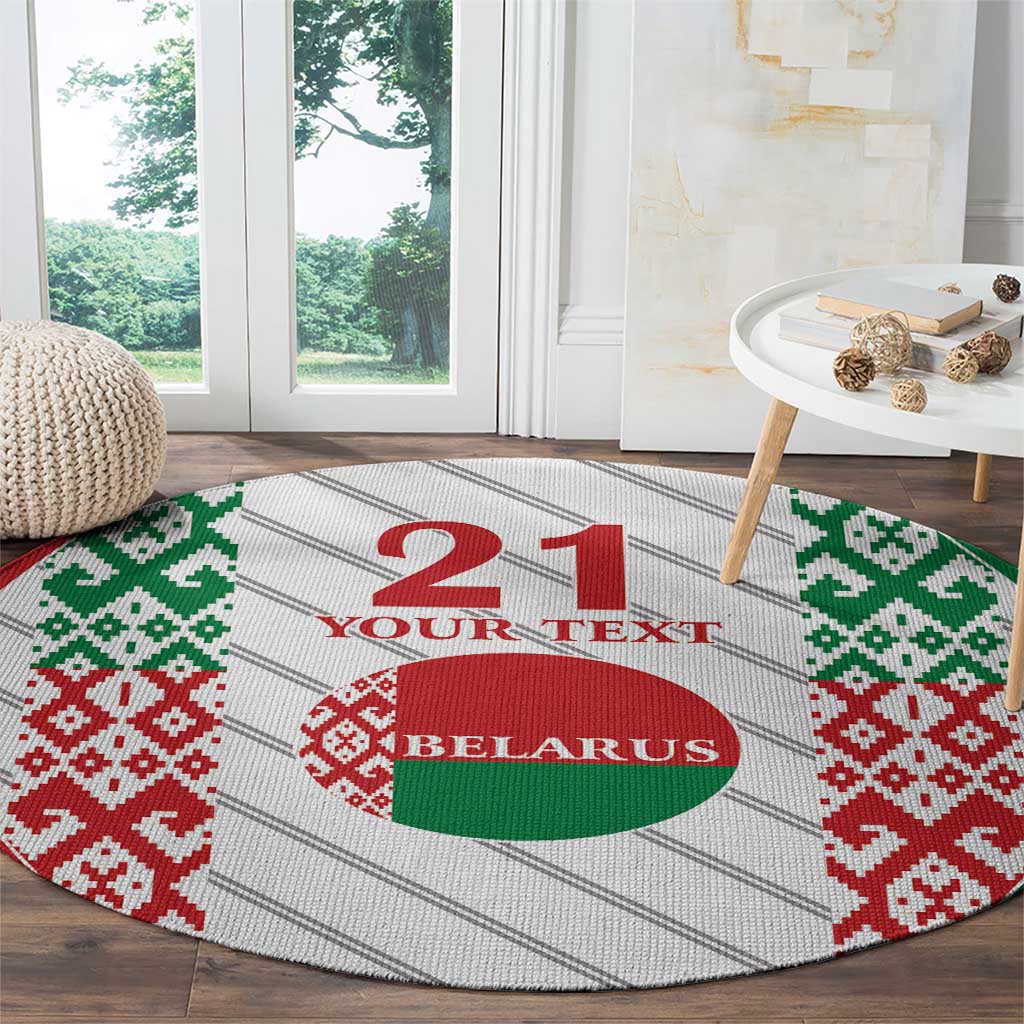Belarus Football Custom Round Carpet Rushnyk Pattern