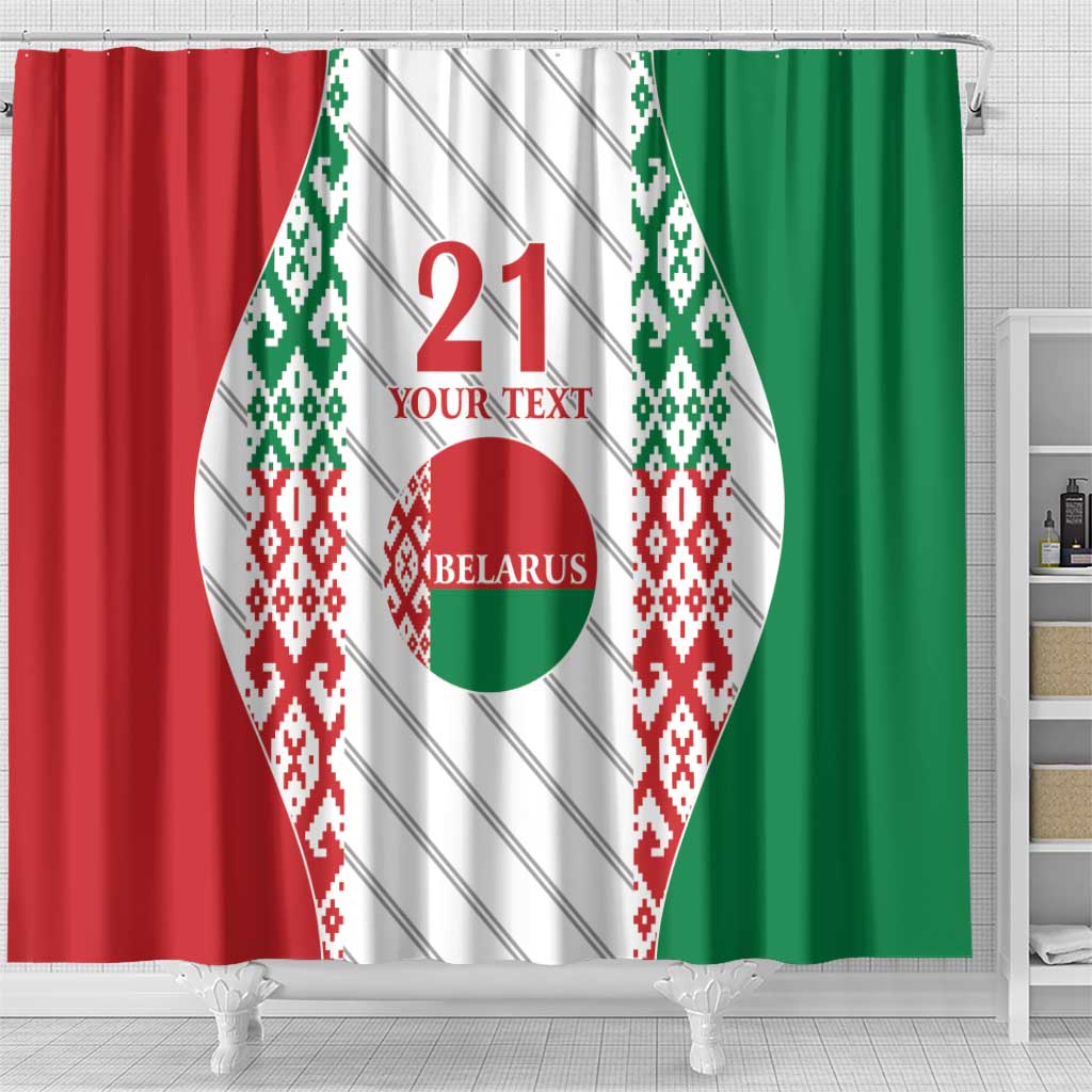 Belarus Football Custom Shower Curtain Rushnyk Pattern