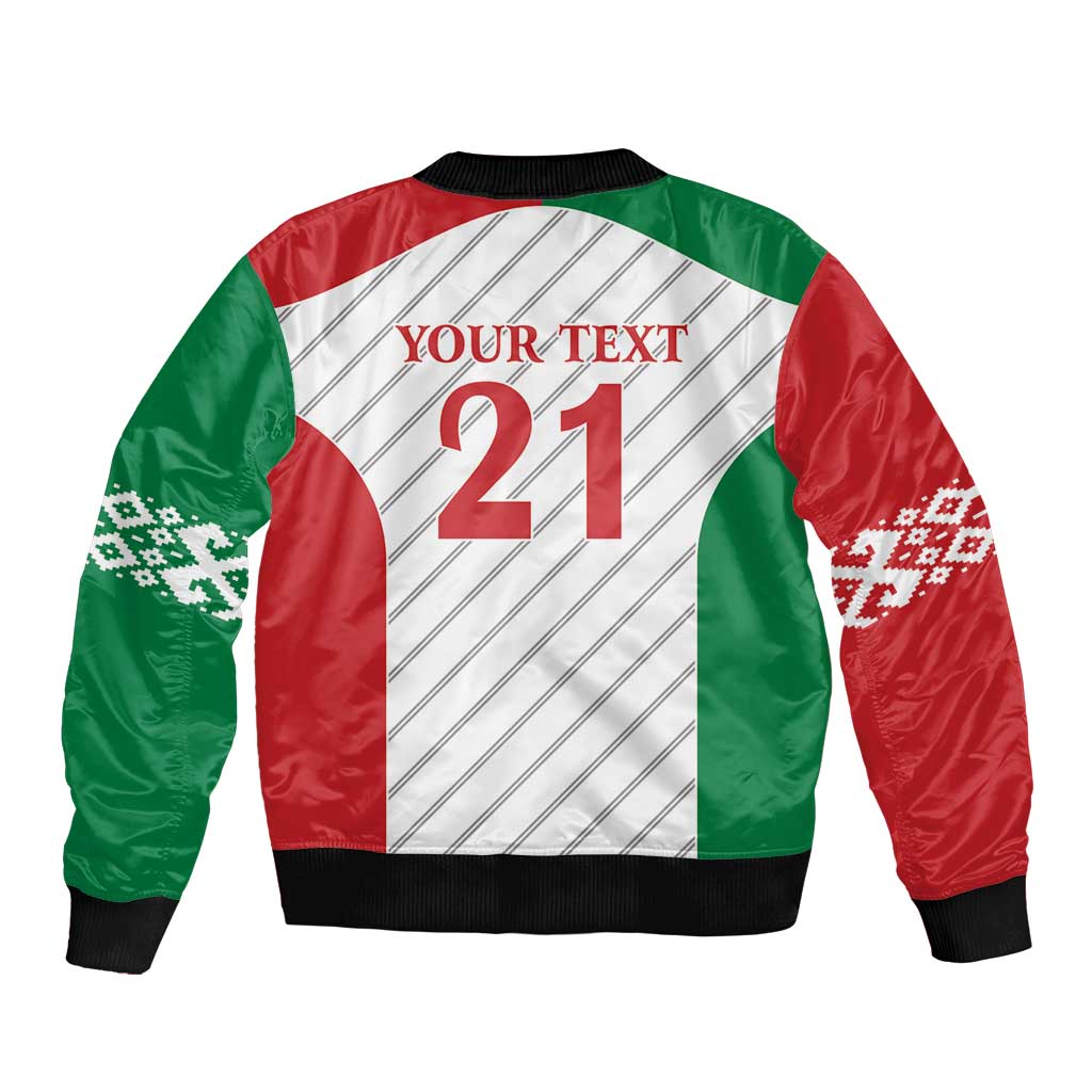 Belarus Football Custom Sleeve Zip Bomber Jacket Rushnyk Pattern
