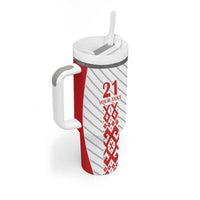 Belarus Football Custom Tumbler With Handle Rushnyk Pattern