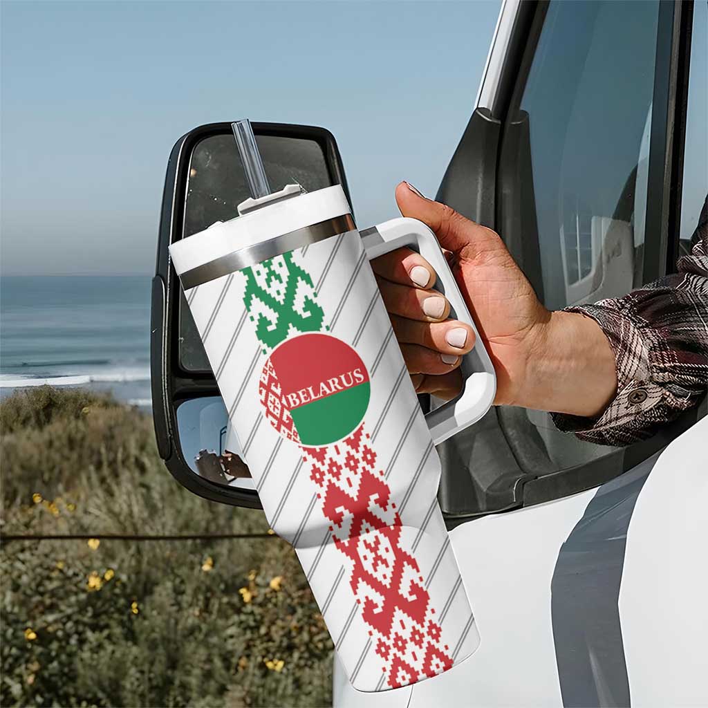 Belarus Football Custom Tumbler With Handle Rushnyk Pattern