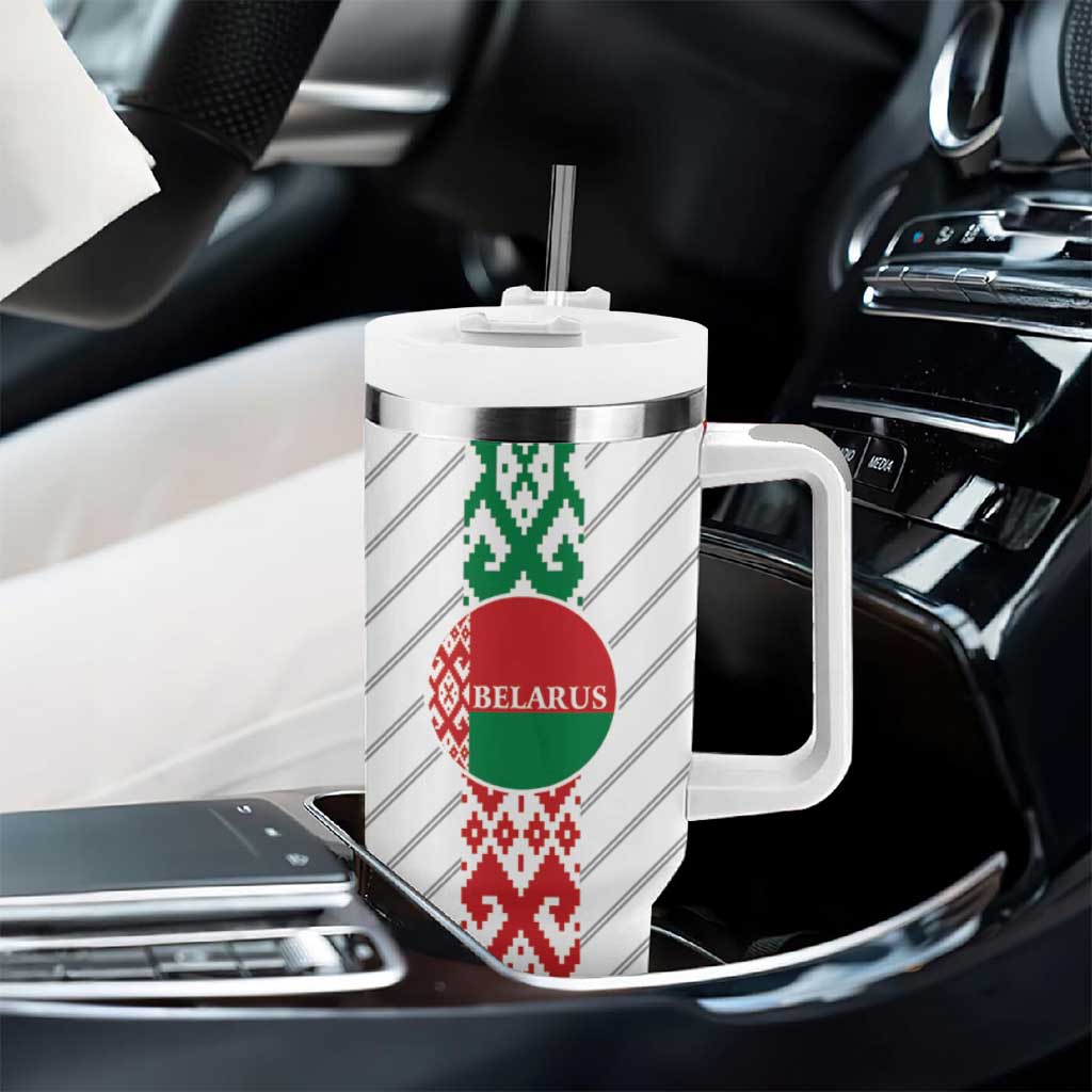 Belarus Football Custom Tumbler With Handle Rushnyk Pattern