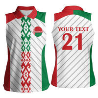 Belarus Football Custom Women Sleeveless Polo Shirt Rushnyk Pattern - Wonder Print Shop