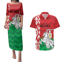 Republic of Belarus Couples Matching Puletasi and Hawaiian Shirt Pahonia Rushnyk Pattern