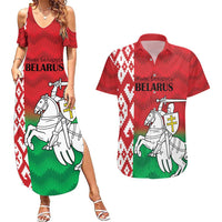 Republic of Belarus Couples Matching Summer Maxi Dress and Hawaiian Shirt Pahonia Rushnyk Pattern