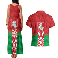 Republic of Belarus Couples Matching Tank Maxi Dress and Hawaiian Shirt Pahonia Rushnyk Pattern