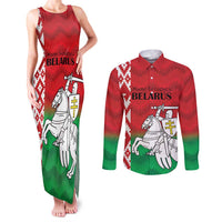 Republic of Belarus Couples Matching Tank Maxi Dress and Long Sleeve Button Shirt Pahonia Rushnyk Pattern