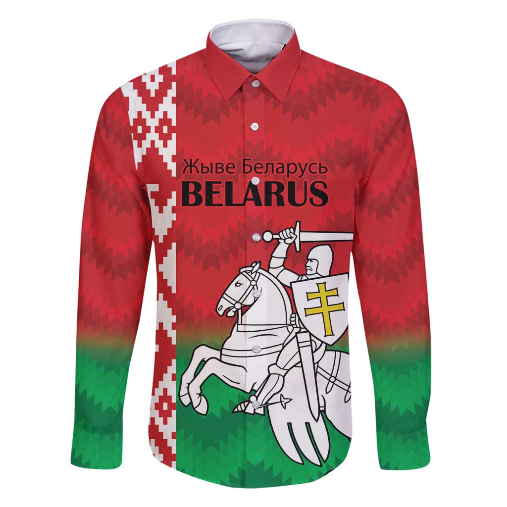 Republic of Belarus Family Matching Long Sleeve Bodycon Dress and Hawaiian Shirt Pahonia Rushnyk Pattern