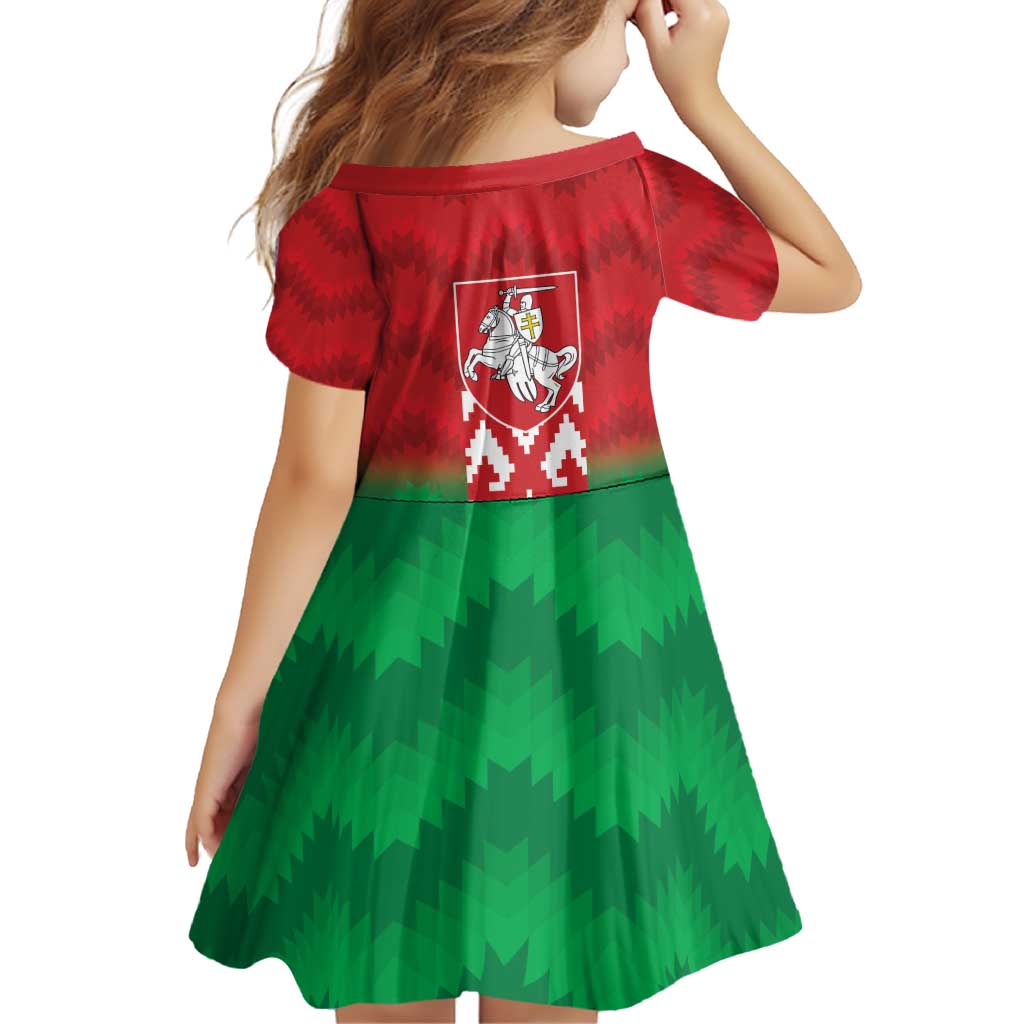 Republic of Belarus Family Matching Off Shoulder Short Dress and Hawaiian Shirt Pahonia Rushnyk Pattern
