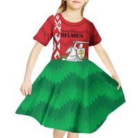 Republic of Belarus Kid Short Sleeve Dress Pahonia Rushnyk Pattern