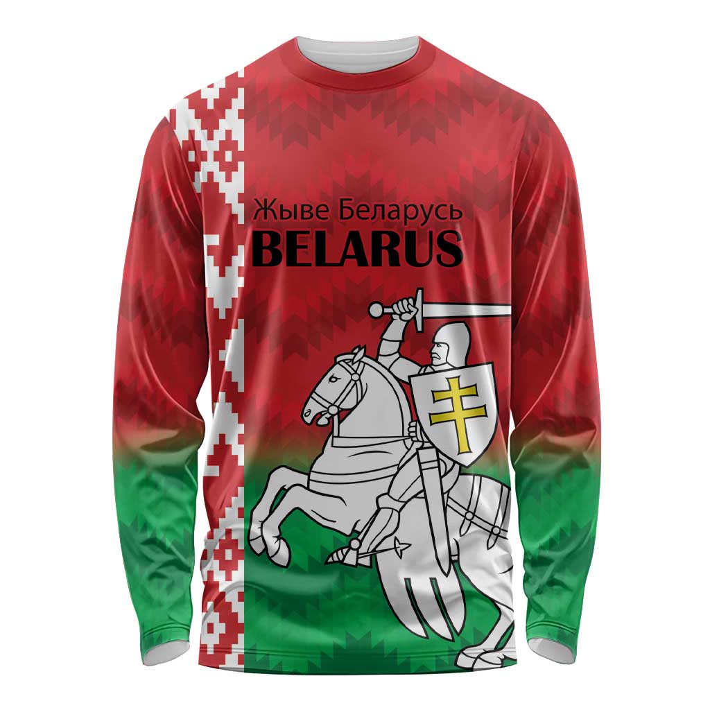 Republic of Belarus Long Sleeve Shirt Pahonia Rushnyk Pattern