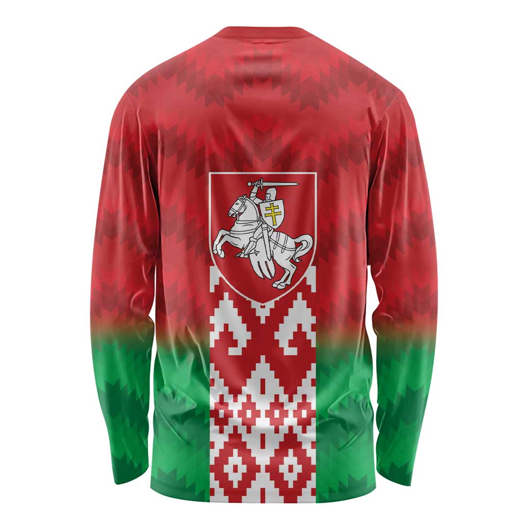 Republic of Belarus Long Sleeve Shirt Pahonia Rushnyk Pattern