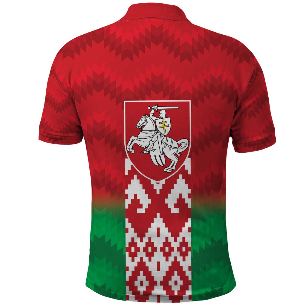 Republic of Belarus Polo Shirt Pahonia Rushnyk Pattern