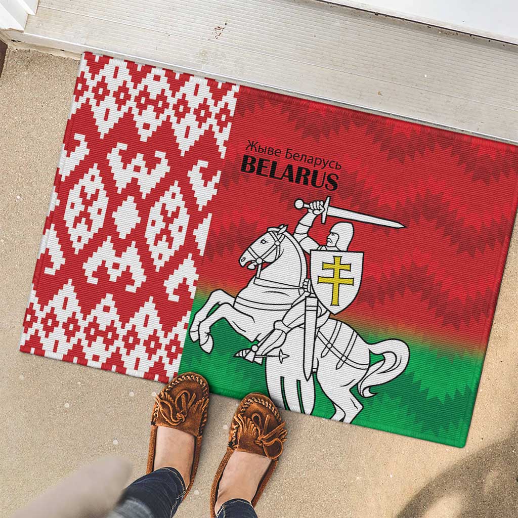 Republic of Belarus Rubber Doormat Pahonia Rushnyk Pattern