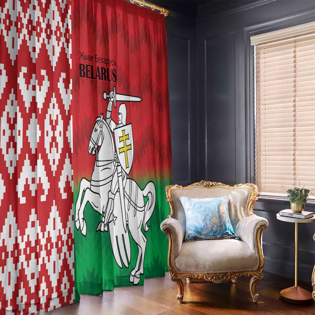 Republic of Belarus Window Curtain Pahonia Rushnyk Pattern - Wonder Print Shop