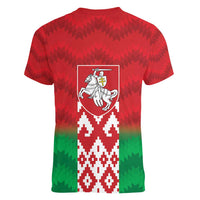 Republic of Belarus Women V-Neck T-Shirt Pahonia Rushnyk Pattern - Wonder Print Shop