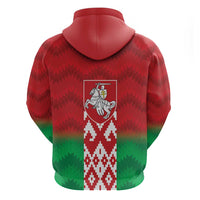 Republic of Belarus Zip Hoodie Pahonia Rushnyk Pattern - Wonder Print Shop