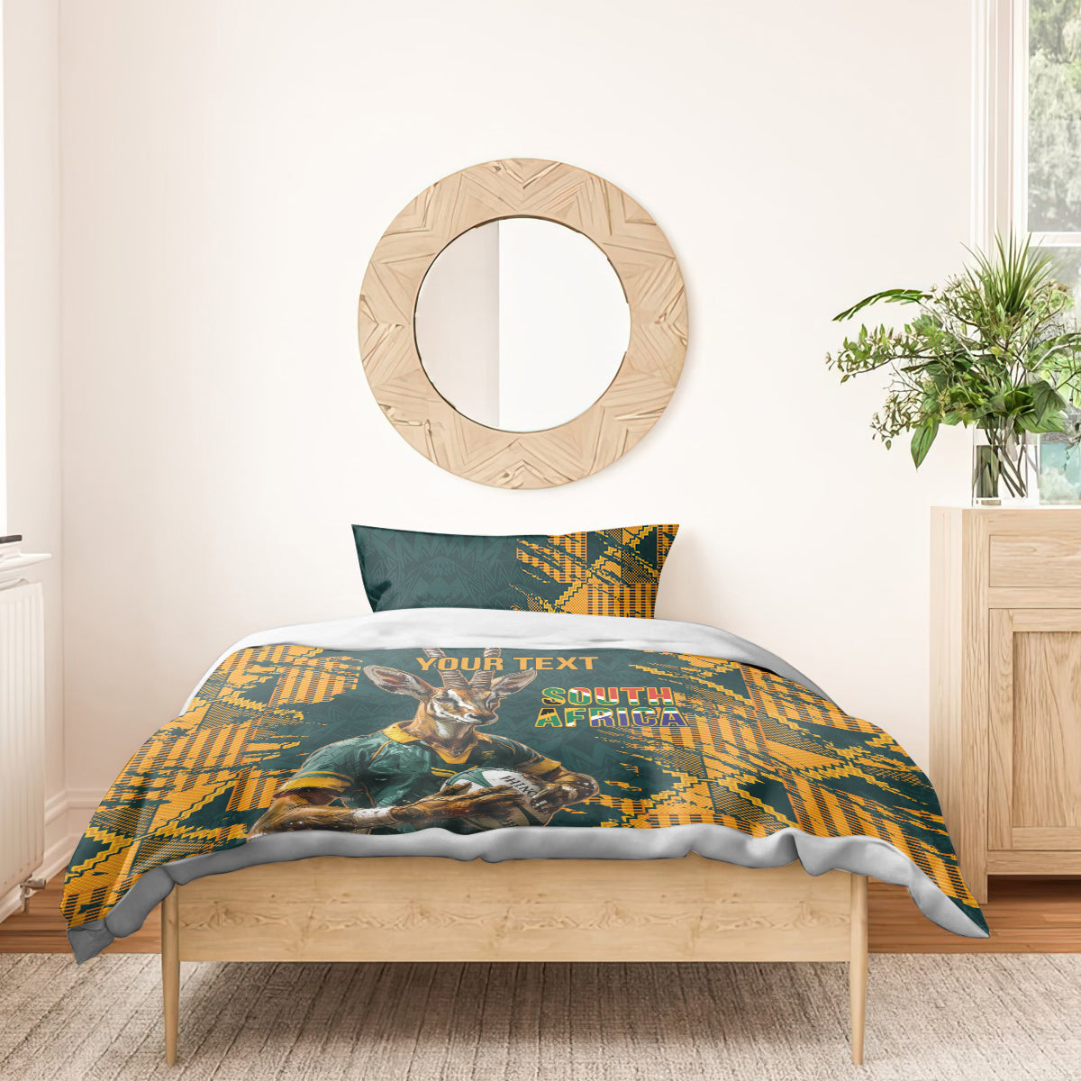 Custom South Africa Rugby Bedding Set The Springboks Mascot Sporty Version LT9 - Wonder Print Shop