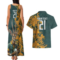 Custom South Africa Rugby Couples Matching Tank Maxi Dress and Hawaiian Shirt The Springboks Mascot Sporty Version LT9 - Wonder Print Shop