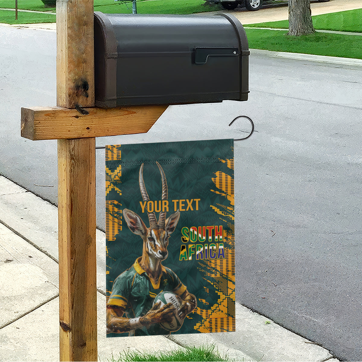 Custom South Africa Rugby Garden Flag The Springboks Mascot Sporty Version - Wonder Print Shop