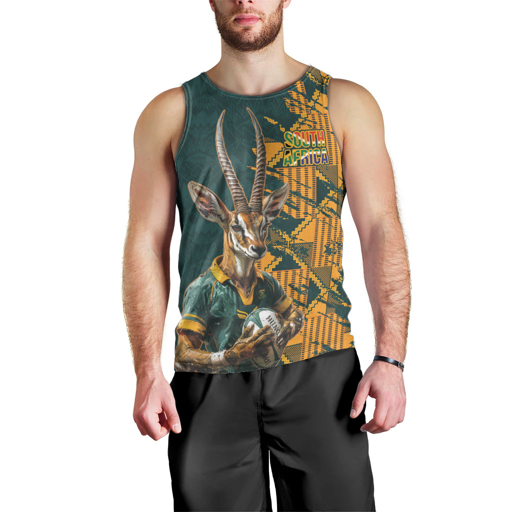 Custom South Africa Rugby Men Tank Top The Springboks Mascot Sporty Version - Wonder Print Shop