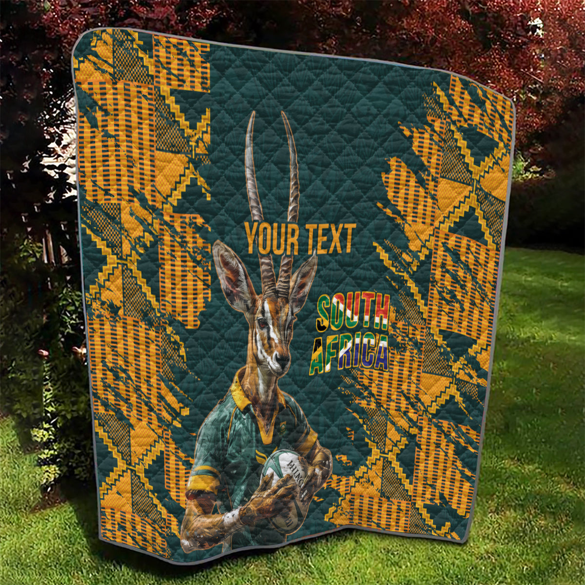 Custom South Africa Rugby Quilt The Springboks Mascot Sporty Version - Wonder Print Shop