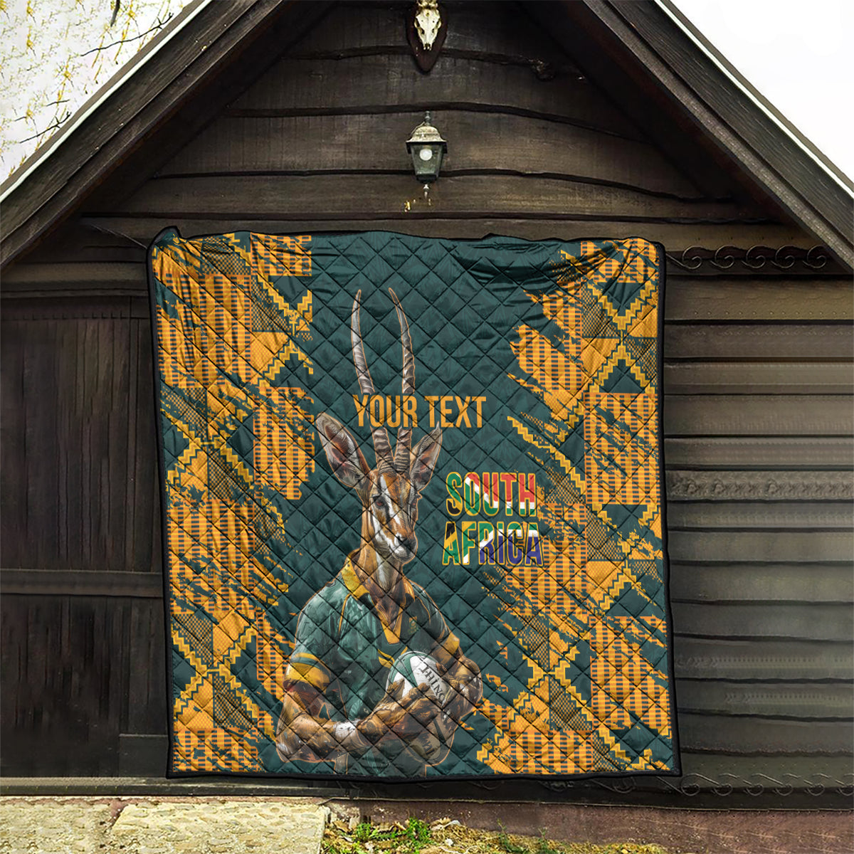 Custom South Africa Rugby Quilt The Springboks Mascot Sporty Version - Wonder Print Shop