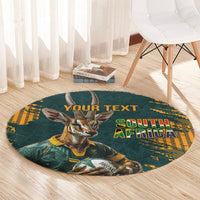 Custom South Africa Rugby Round Carpet The Springboks Mascot Sporty Version
